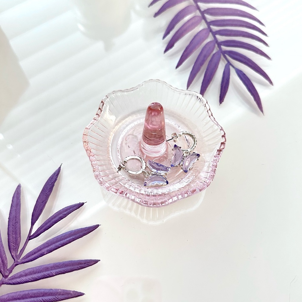 Pink Glass Ring Holder Jewelry Dish